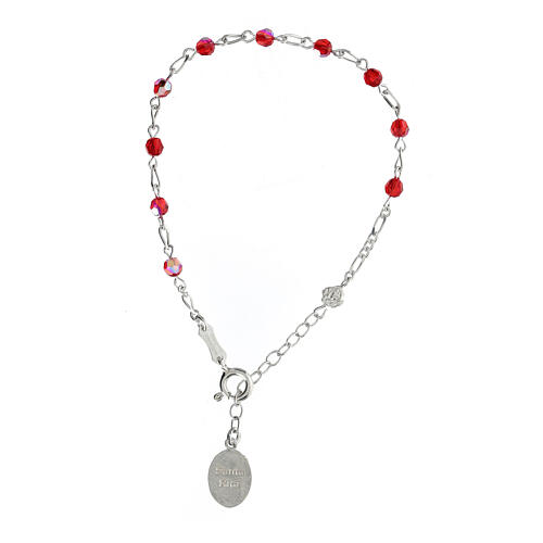 Saint Rita rosary bracelet 925 silver red crystal  2