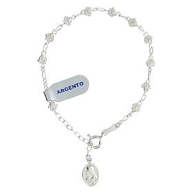 Rosenkranz-Armband Heilige Rita aus 925er Silber mit Rosenblumen