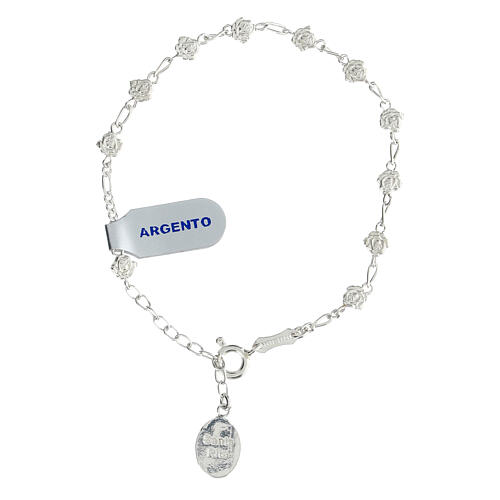 Rosenkranz-Armband Heilige Rita aus 925er Silber mit Rosenblumen 2