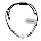 Bracciale cordino argento 925 croce traforata nero s1