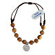 Olive wood decade rosary bracelet with 925 silver brown medal s1