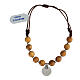 Olive wood decade rosary bracelet with 925 silver brown medal s2