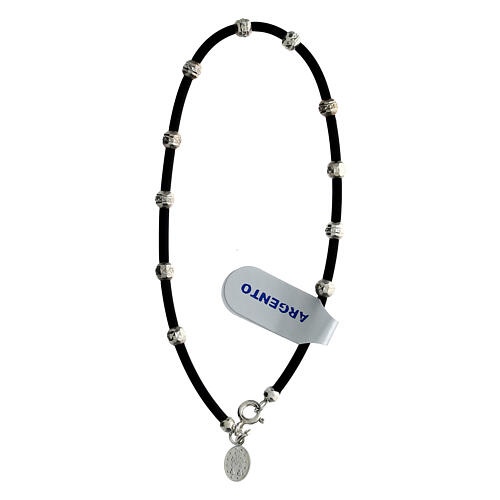 Rosenkranz-Armband aus Kautschuk mit der Wunderbaren Madonna Medaille aus Silber 925 2
