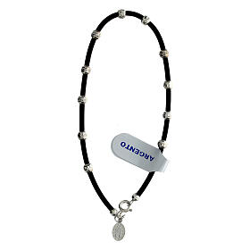 Rubber rosary bracelet with 925 silver Miraculos Medal