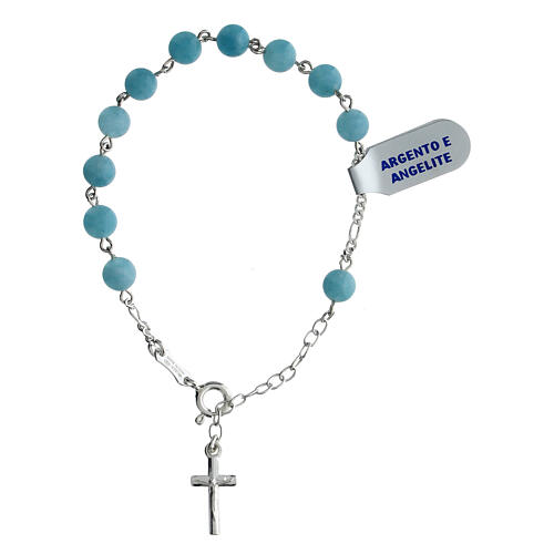Rosary bracelet of 925 silver with 0.024 in angelite beads 1