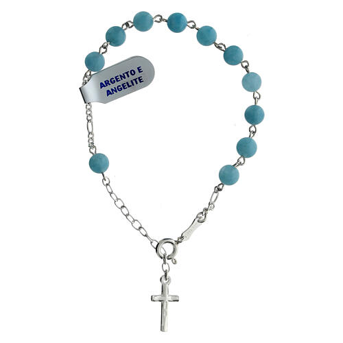 Rosary angelite bracelet 6 mm 925 silver beads 2