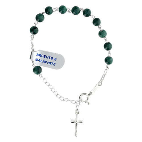 Rosary bracelet of 925 silver with 0.022 in malachite beads 1