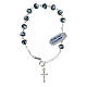 Single decade rosary bracelet, white beads with blue Chi-Rho crosses s1