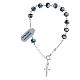 Single decade rosary bracelet, white beads with blue Chi-Rho crosses s2