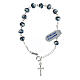 Bracciale decina grani blu bianco croce xp argento s1