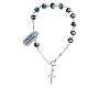 Bracciale decina grani blu bianco croce xp argento s2