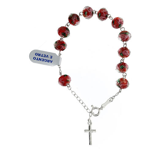 Decade rosary bracelet 925 silver 8x10 mm lampwork pearls 2