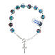 Bracciale vetro 8x10 mm rosario argento 925 azzurro s1