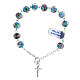 Bracciale vetro 8x10 mm rosario argento 925 azzurro s2