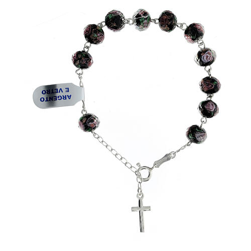 Rosary bracelet of 925 silver with 0.03x0.04 in black lampwork beads 2
