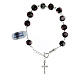 Bracciale nero roselline perle a lume decina argento s1