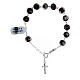 Bracciale nero roselline perle a lume decina argento s2