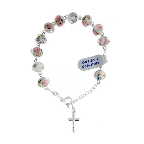 Rosary bracelet of 925 silver with 0.03x0.04 in white lampwork beads 1