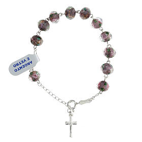 Pulseira dezena prata 925 com contas "al lume" prateadas 8x10 mm