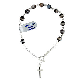 Rosary bracelet of 925 silver with 0.024 in Tibetan agate beads