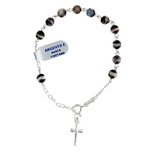Rosary bracelet of 925 silver with 0.024 in Tibetan agate beads 1