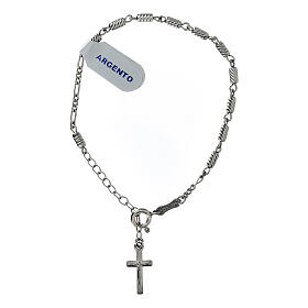 Rosary bracelet of 925 silver with cylindrical diamond rhodium-plated beads