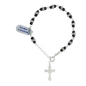 Rosary bracelet with 925 silver, hematite beads and zircon rings