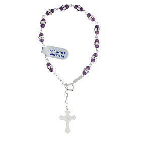 Bracciale rondelle ametista argento 925 croce