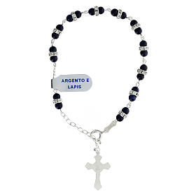 Bracciale blu lapis rosario argento regolabile