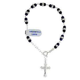 Adjustable silver rosary bracelet blue lapis 