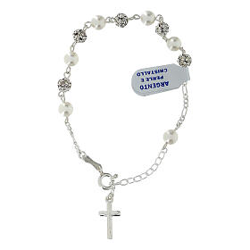 Bracelet dizainier argent 925 strass blanc perles