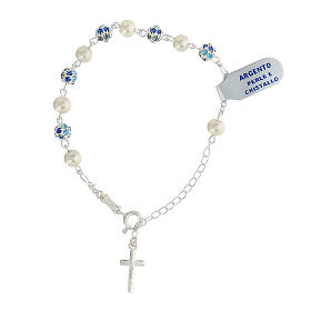 Bracelet dizainier argent 925 strass bleus perles