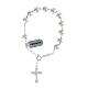 Polished silver rosary bead bracelet with trilobed cross  s1