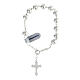 Polished silver rosary bead bracelet with trilobed cross  s2