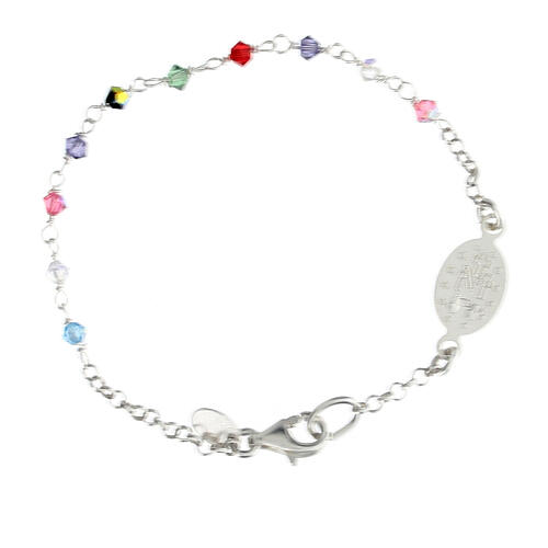 Zehnerarmband aus Silber 925 für Kinder mit Medaille und Kristalle 2
