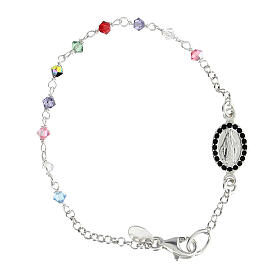 Bracelet dizainier pour enfant argent 925 Médaille Miraculeuse cristaux colorés