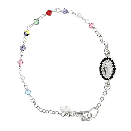 Bracelet dizainier pour enfant argent 925 Médaille Miraculeuse cristaux colorés 1