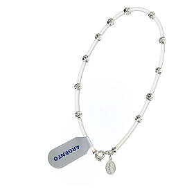 Zehnerarmband Weißgummiband Wunderbare Madonna aus Silber 925