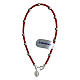 Single decade rosary bracelet, red rubber and 925 silver Miraculous Medal s1