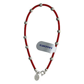 Bracelet dizainier caoutchouc rouge Médaille Miraculeuse argent 925