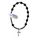 Elastic bracelet with 925 silver cross and 0.024 in volcanic lava beads s1