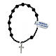 Elastic bracelet with 925 silver cross and 0.024 in volcanic lava beads s2