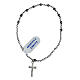 Hematite rosary bracelet 3 mm 925 silver cross  s1