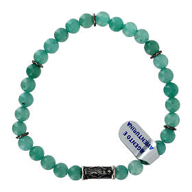 Elastic bracelet of 925 silver and aventurine, Our Lady of Miraculous Medal