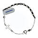 Pulseira dezena de corda com contas hexagonais de prata 925 rodinada s2
