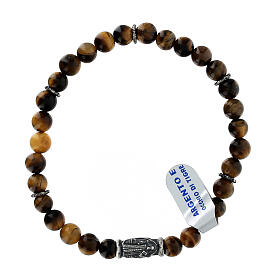 Saint Benedict bracelet with 4 mm tiger eye beads in 925 silver