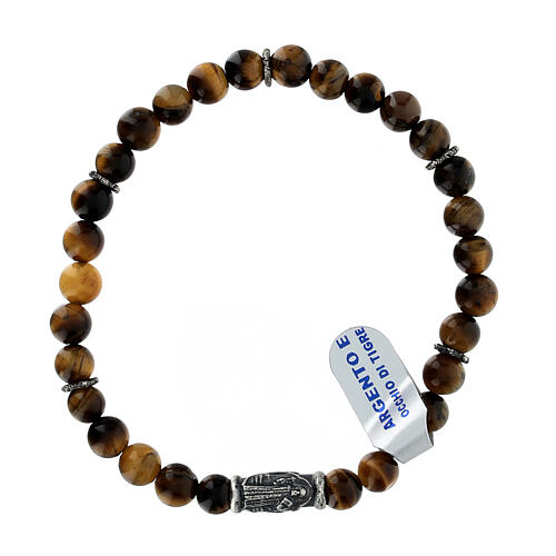 Saint Benedict bracelet with 4 mm tiger eye beads in 925 silver 2