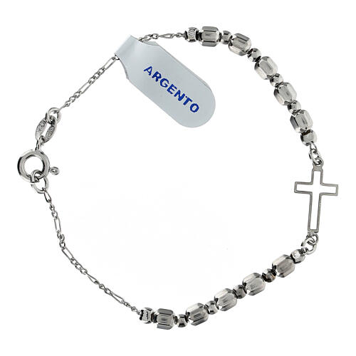 Bracciale rodiato decina argento 925 perline esagonali 2