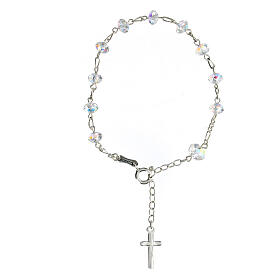 Bracciale cristallo briolette 4 mm argento 925 croce