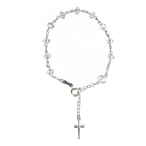 Bracciale cristallo briolette 4 mm argento 925 croce 1
